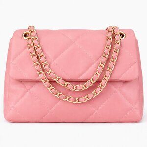 TU.LUXE Quilted Leather Shoulder Bag with crossbody chain